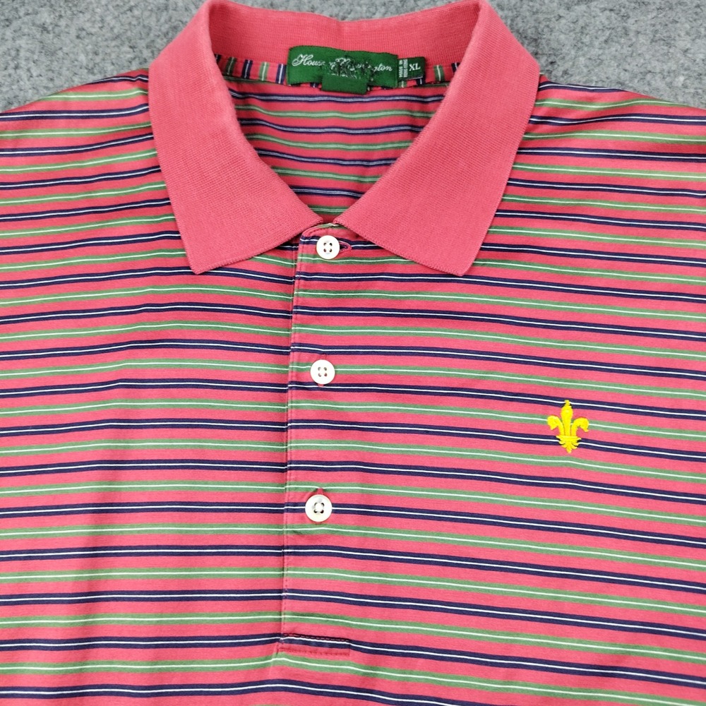House of Carrington Cotton Polo Shirt Mens XL Legend Red Striped Fleur De Lis